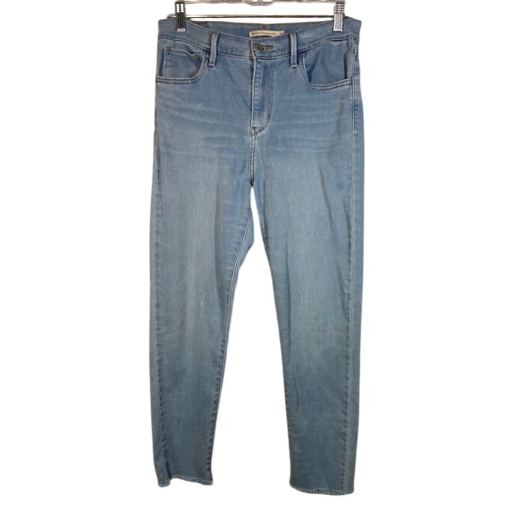 Levi's 720 High Rise Super Skinny Jeans Blue Light Wash Raw Hem Stretch Sz 29